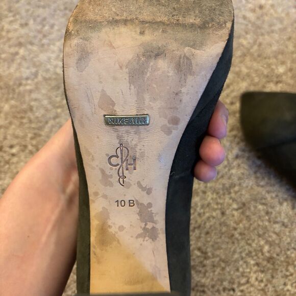 Cole Haan Nike Air Stephanie Pumps Womens 10 Green Suede Platform Zipper - Picture 7 of 8